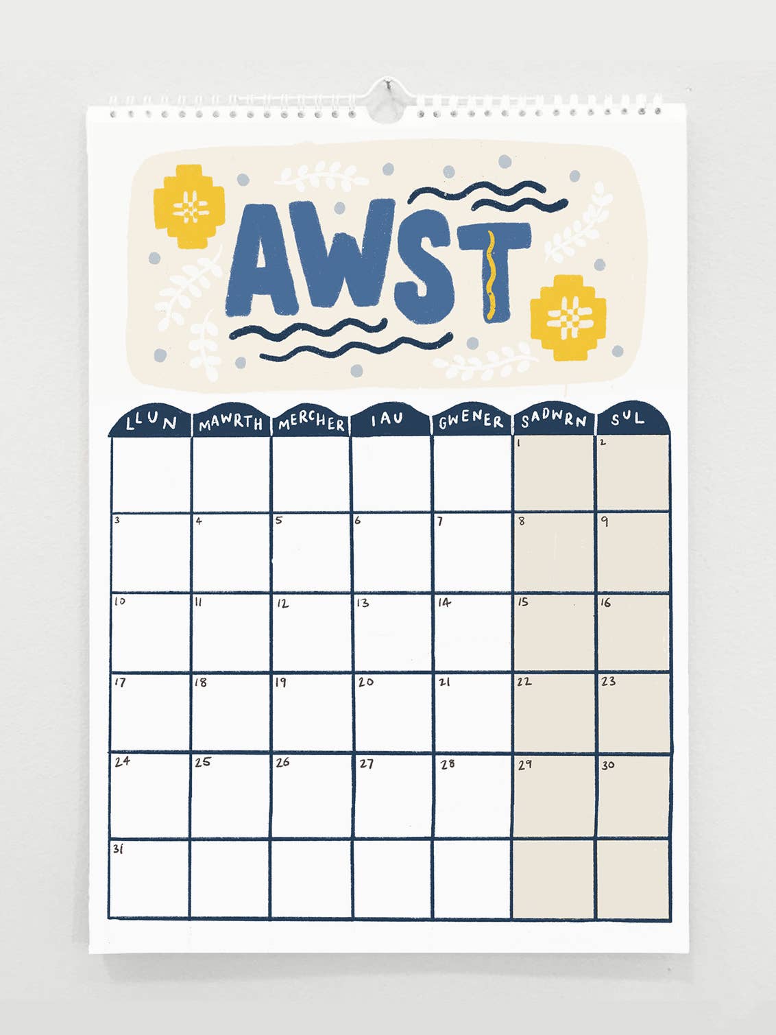Calendr Cymraeg Welsh Language Wall Calendar 2027