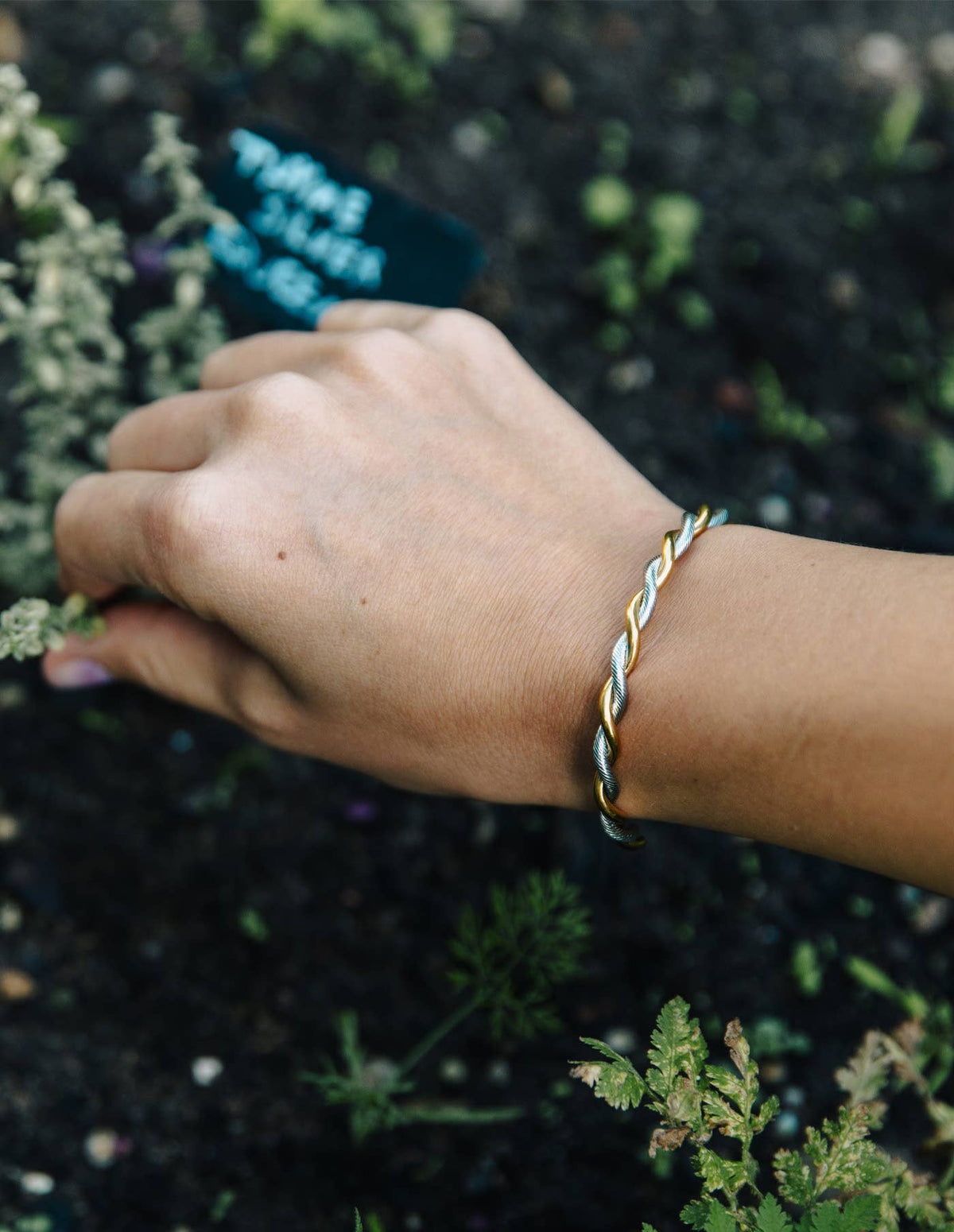 Silver Twist Cuff Bangle, Waterproof