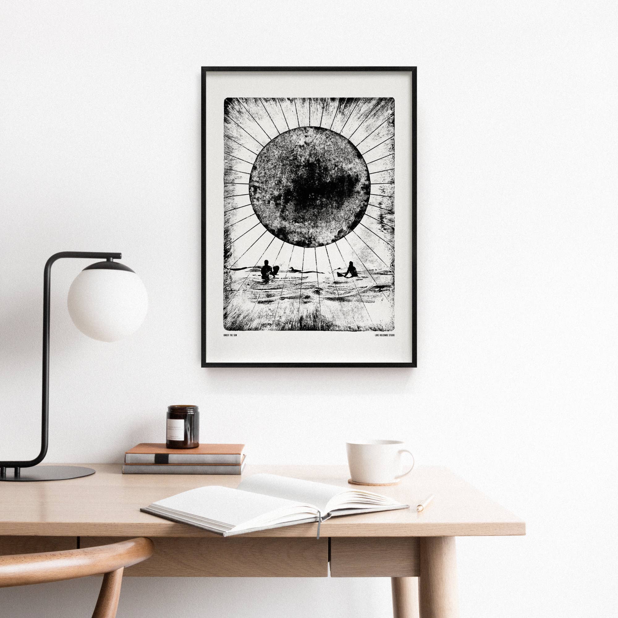 Under the Sun, Digital Print (A4, A3) Surfers Sunset Seaside: A3
