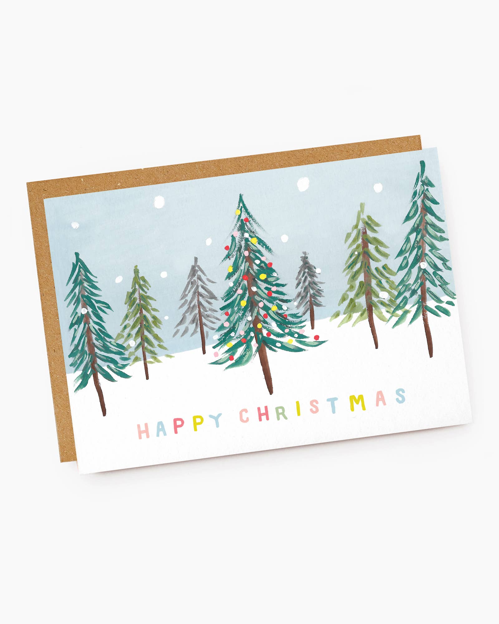 Colourful Christmas Tree Forest Christmas Card