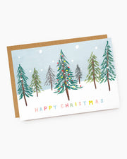 Colourful Christmas Tree Forest Christmas Card