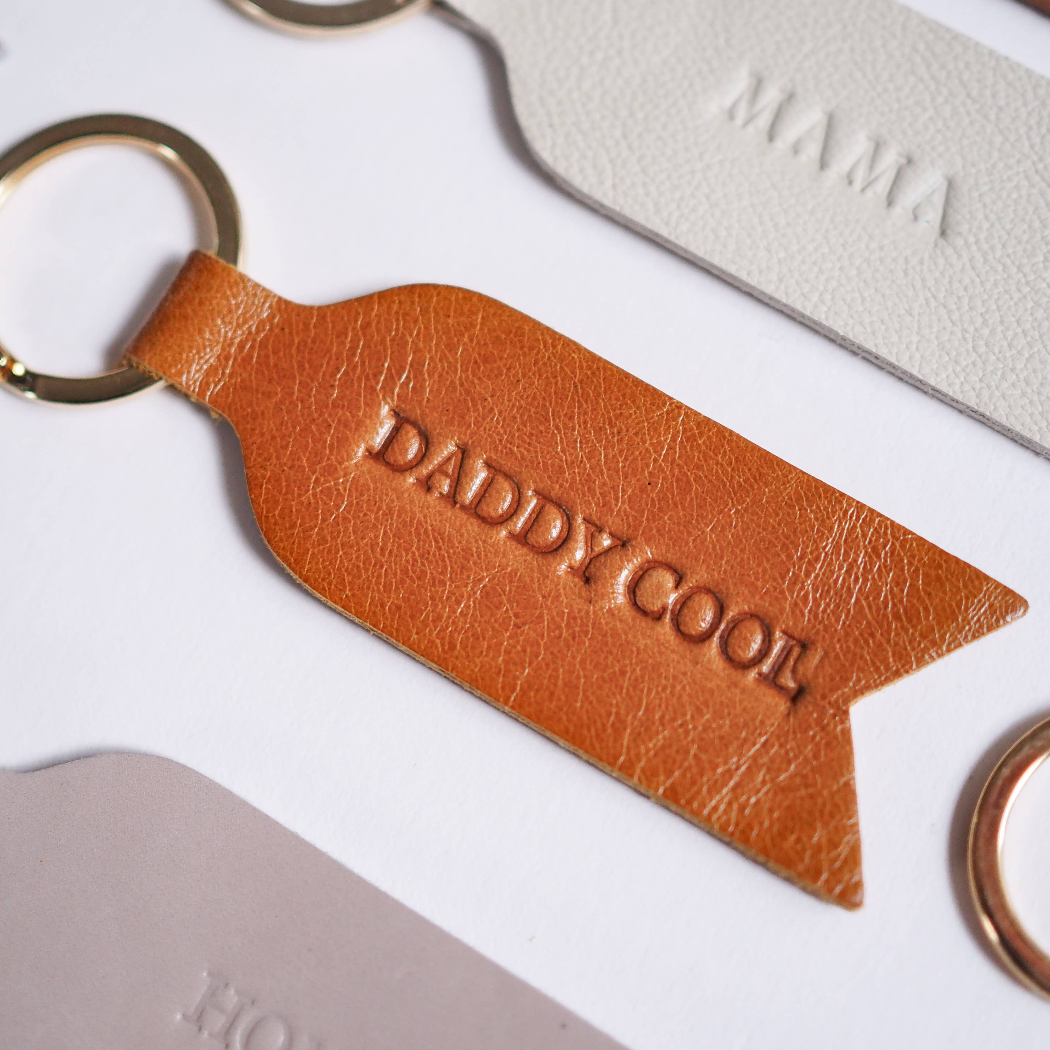 DADDY COOL leather keyring : Beige