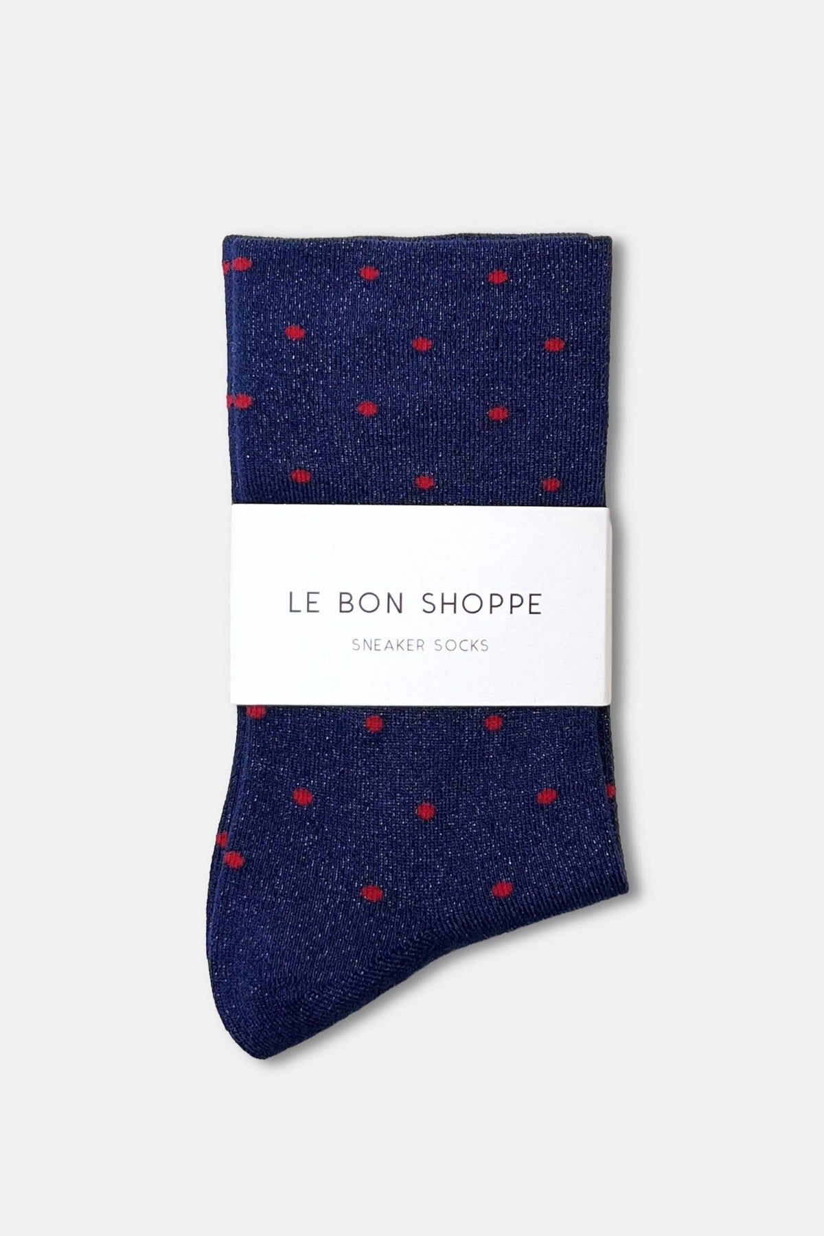 Lurex Patterned Sneaker Socks : Polka Dot - Ink Blue/Red