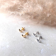 Gold Vermeil | Sterling Silver Mini Moon Stud Earrings: Silver