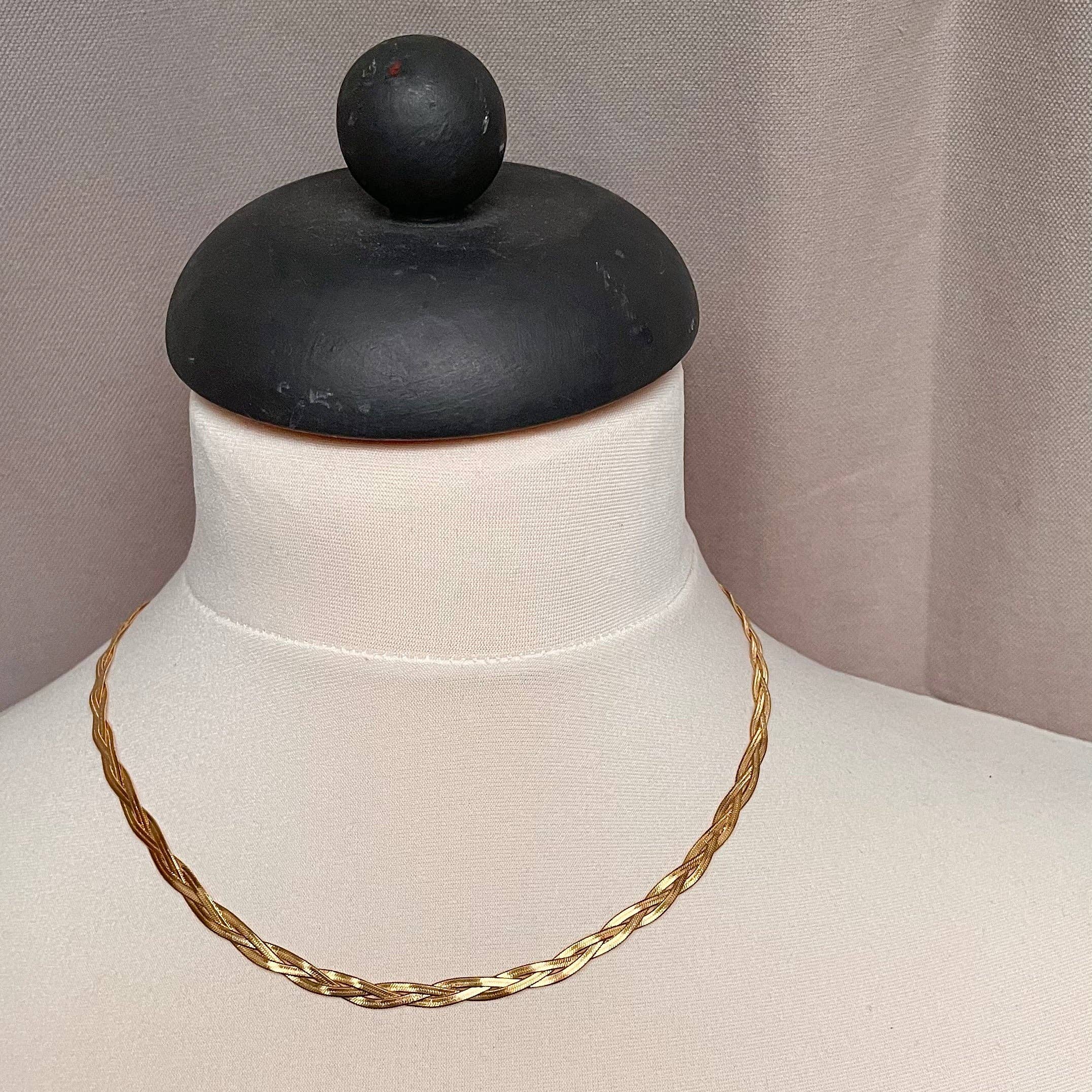 Waterproof 18k Gold Plated Braided Chain Necklace