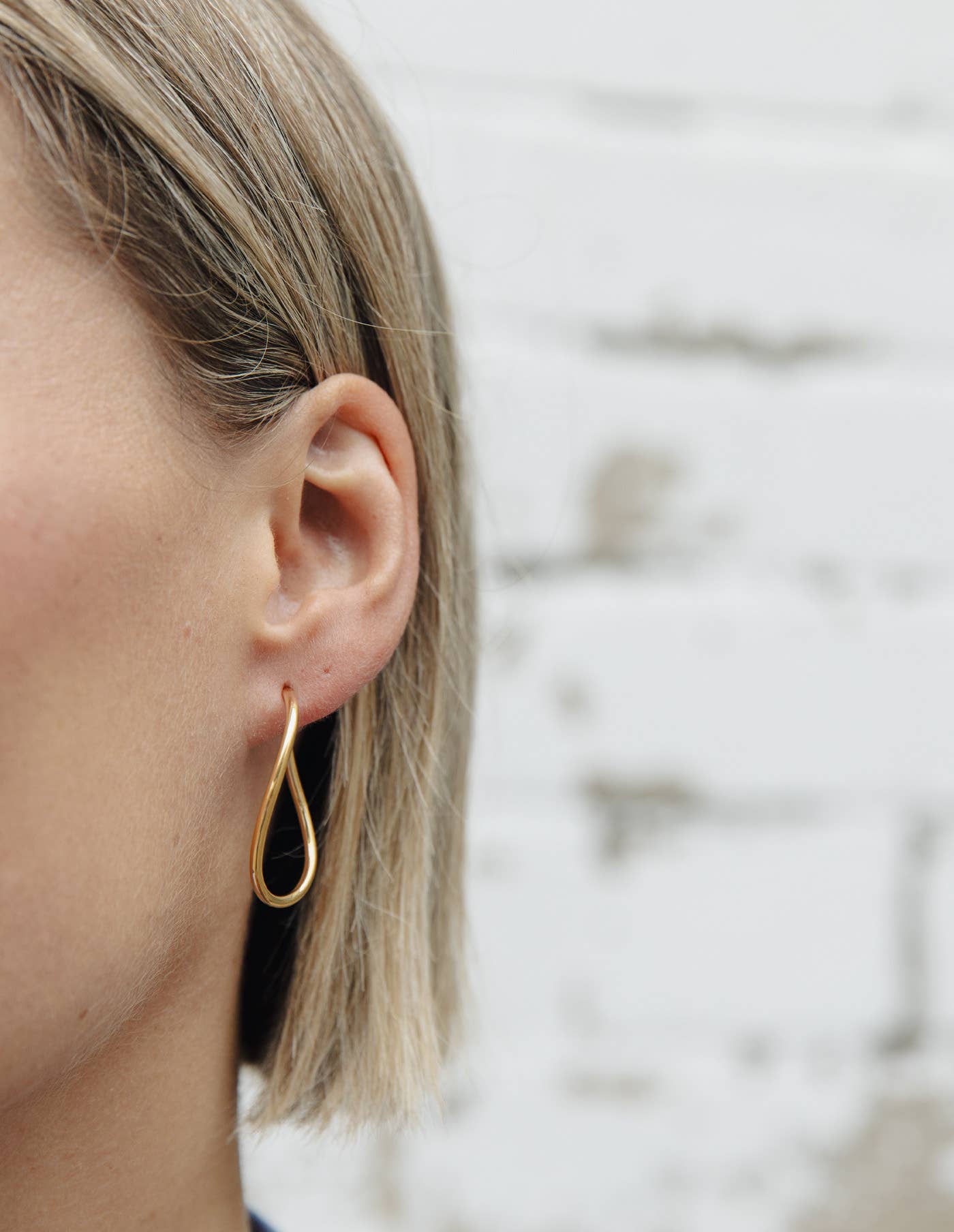 Gold Oval Fluid Hoop Earrings, Waterproof