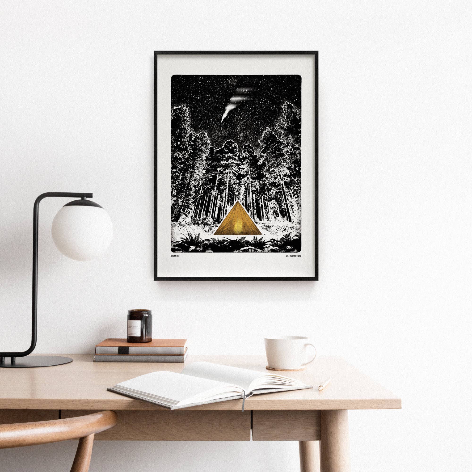 Starry Night, Digital Print (A4, A3) Stars, Camping, Forest: A4