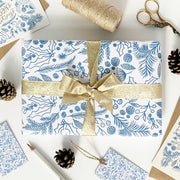 Season's Greetings Blue Gift Wrap: 10 sheets