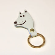 Dog Head Key Fob: Cream