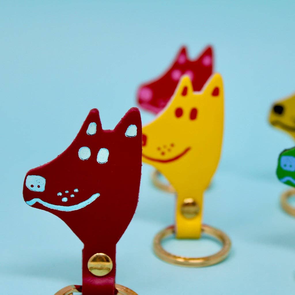 Dog Head Key Fob: Magenta