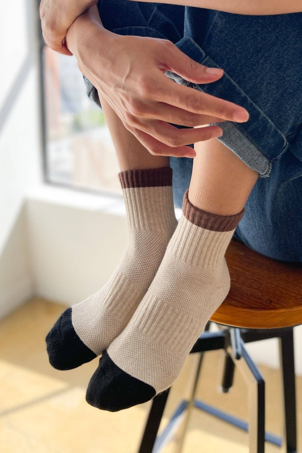 Color Block Girlfriend Socks : Yellow Blue