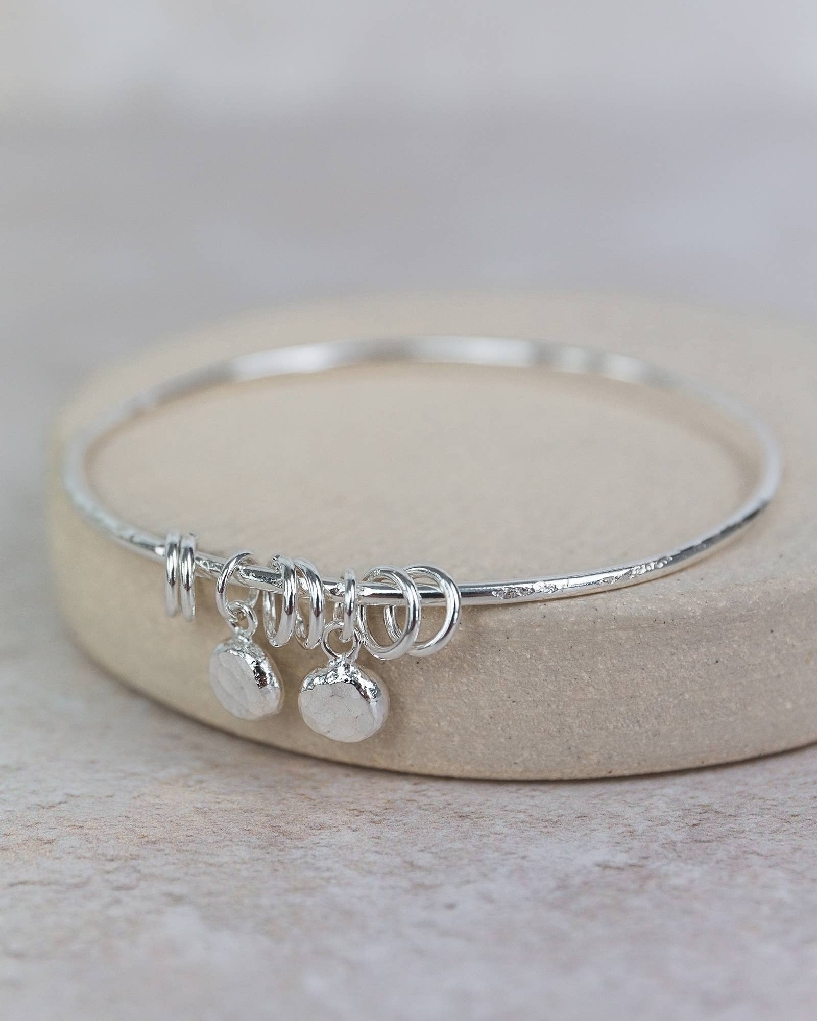 Sterling Silver Nugget Bangle: 6.5cm