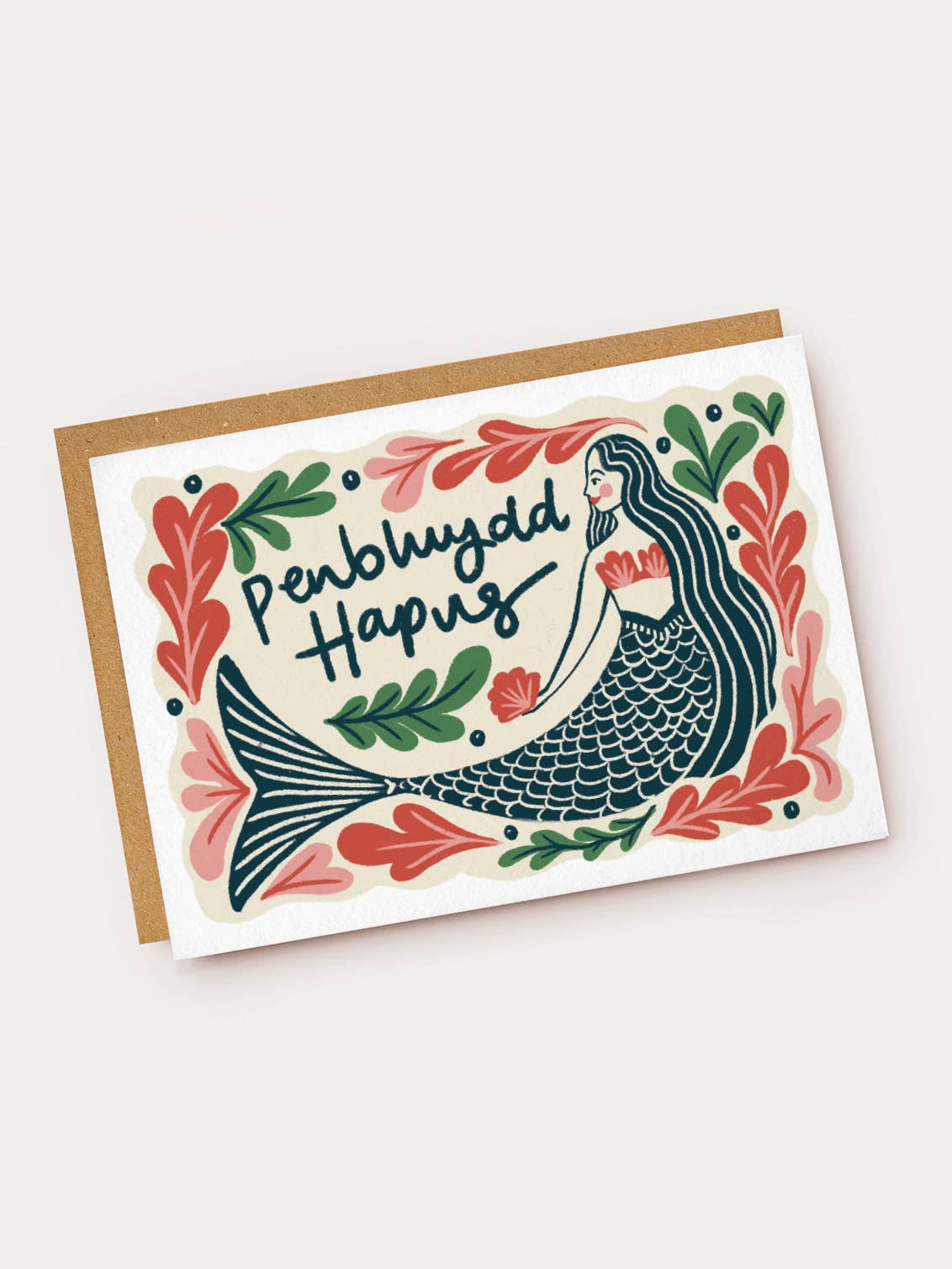 Penblwydd Hapus Mermaid Birthday Card - Welsh Language
