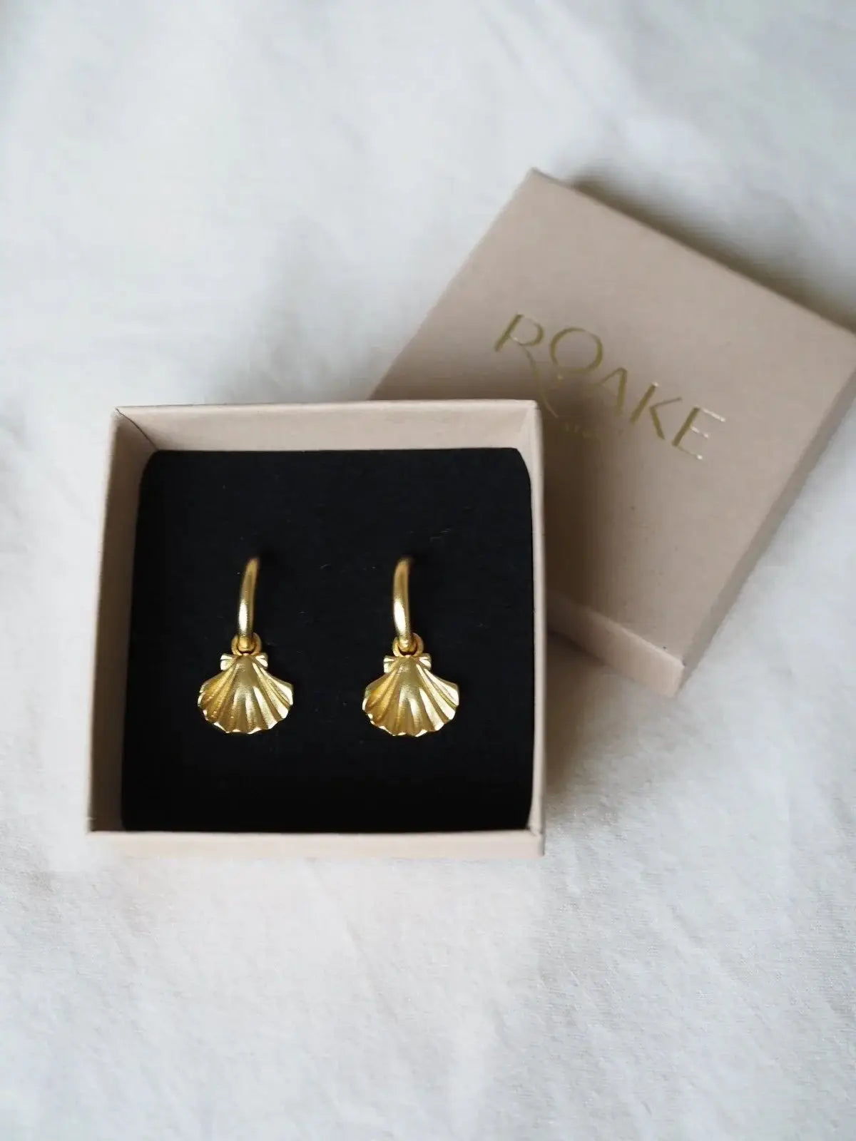 Clam Shell Gold Charm Earrings