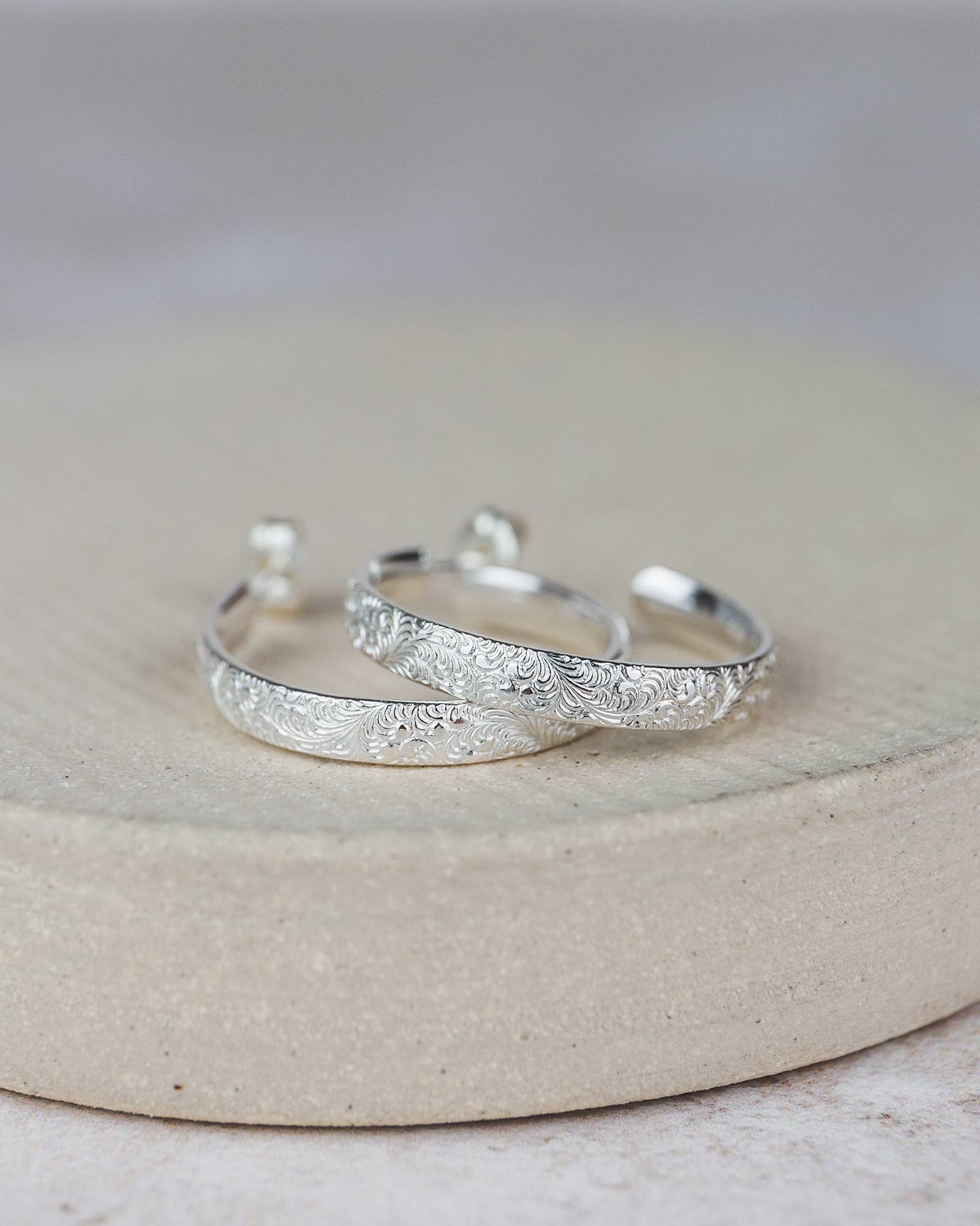 Sterling Silver Large Lace Hoops