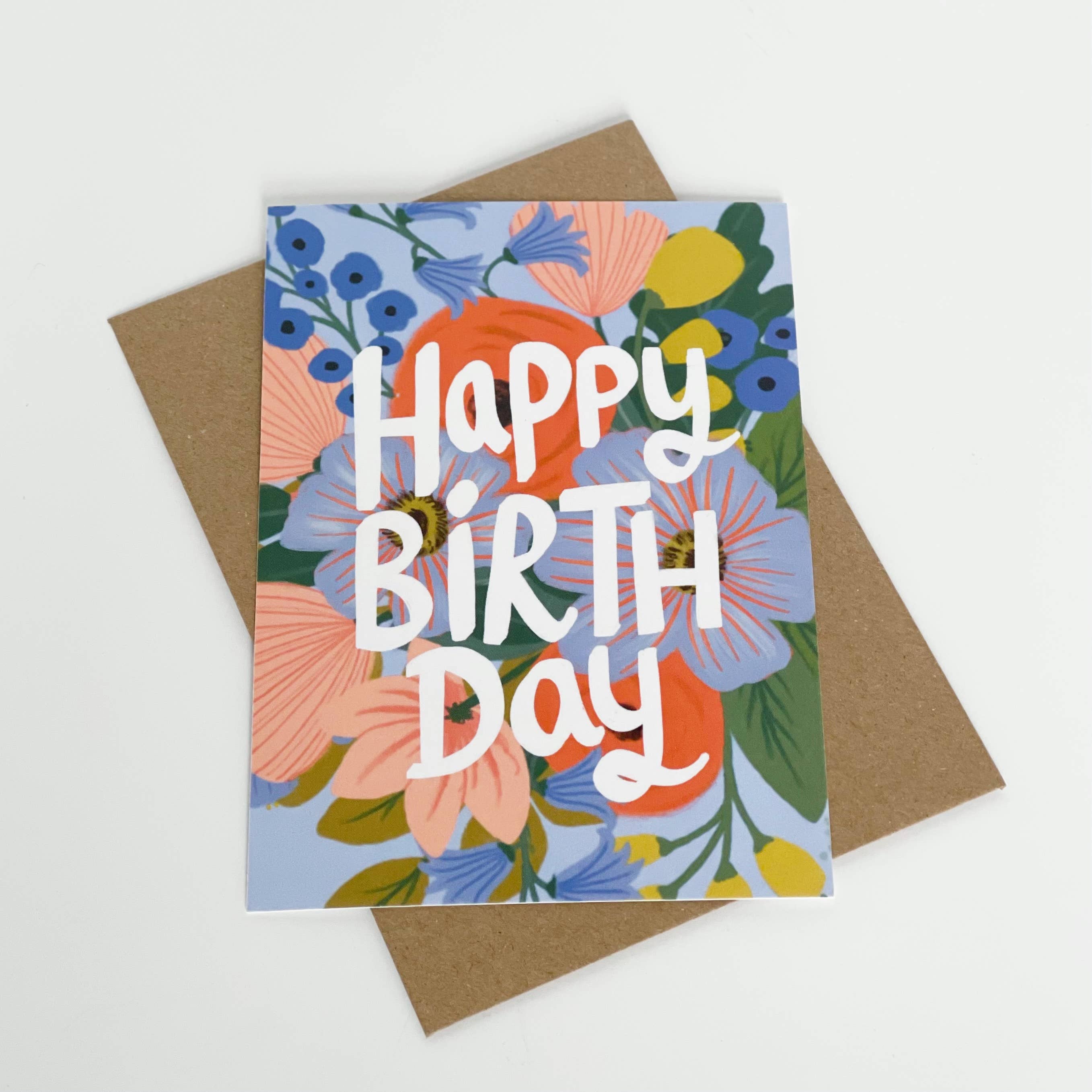 Happy Birthday - Colourful Blue Flowers