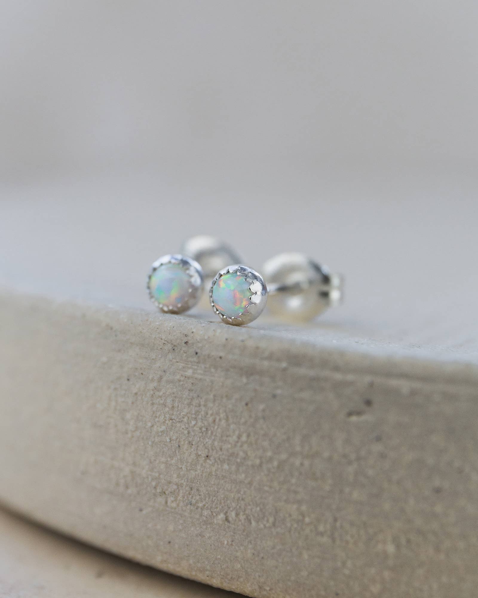 Sterling Silver Gemstone Mini Studs: Pearl