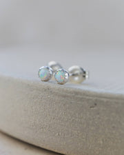 Sterling Silver Gemstone Mini Studs: Opal