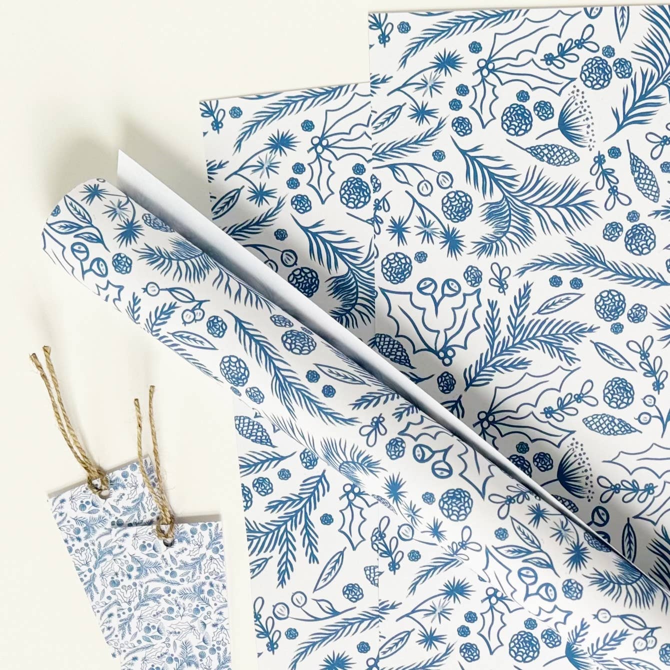 Season's Greetings Blue Gift Wrap: 10 sheets