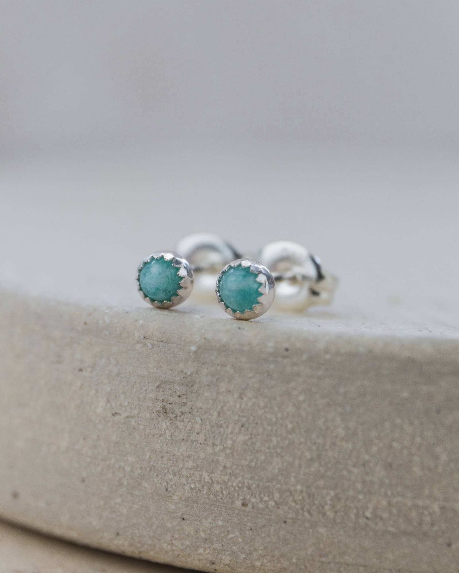 Sterling Silver Mini Gemstone Studs: Turquoise