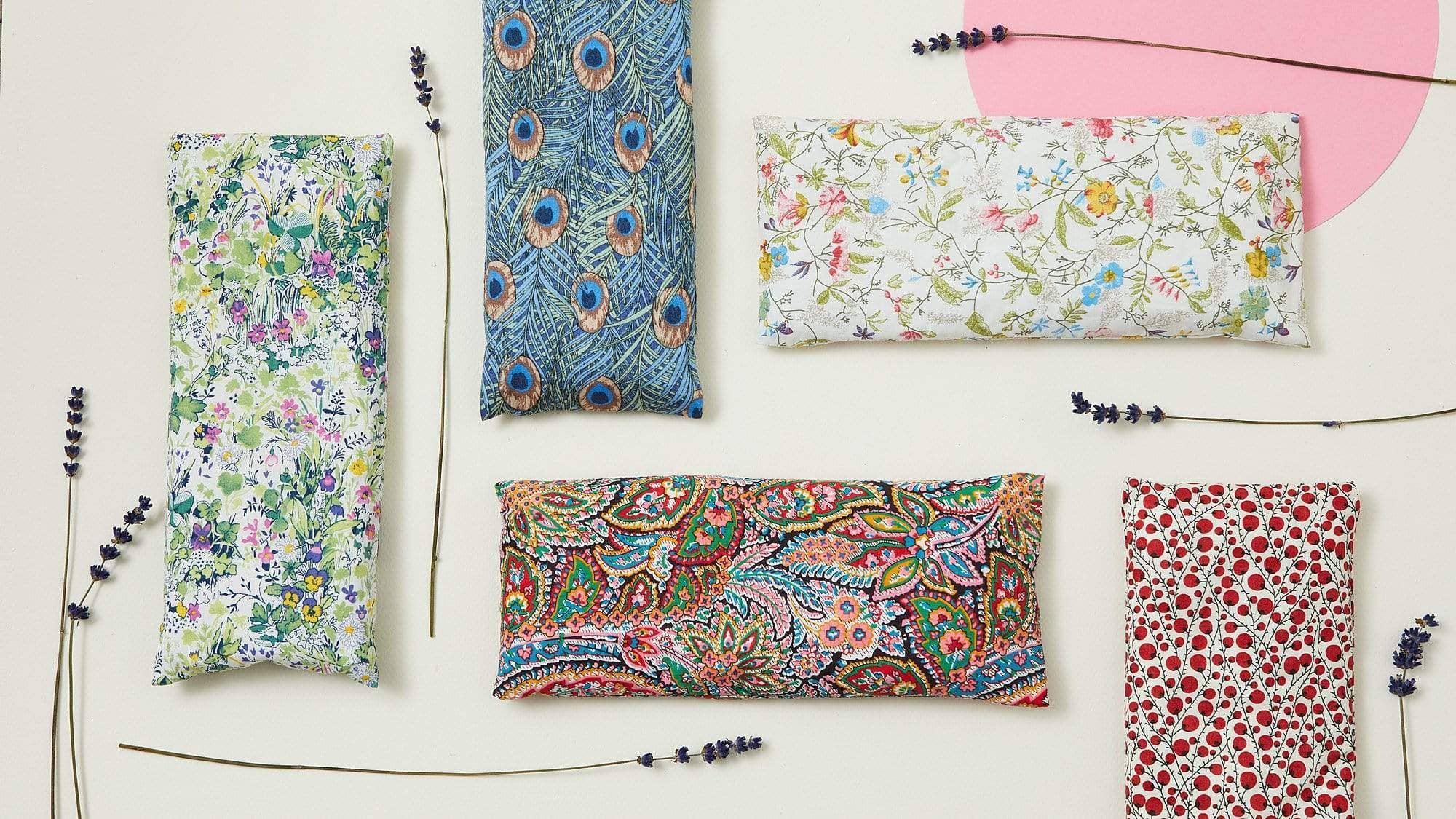 Relaxation Lavender Eye Pillow Green Garden Pattern