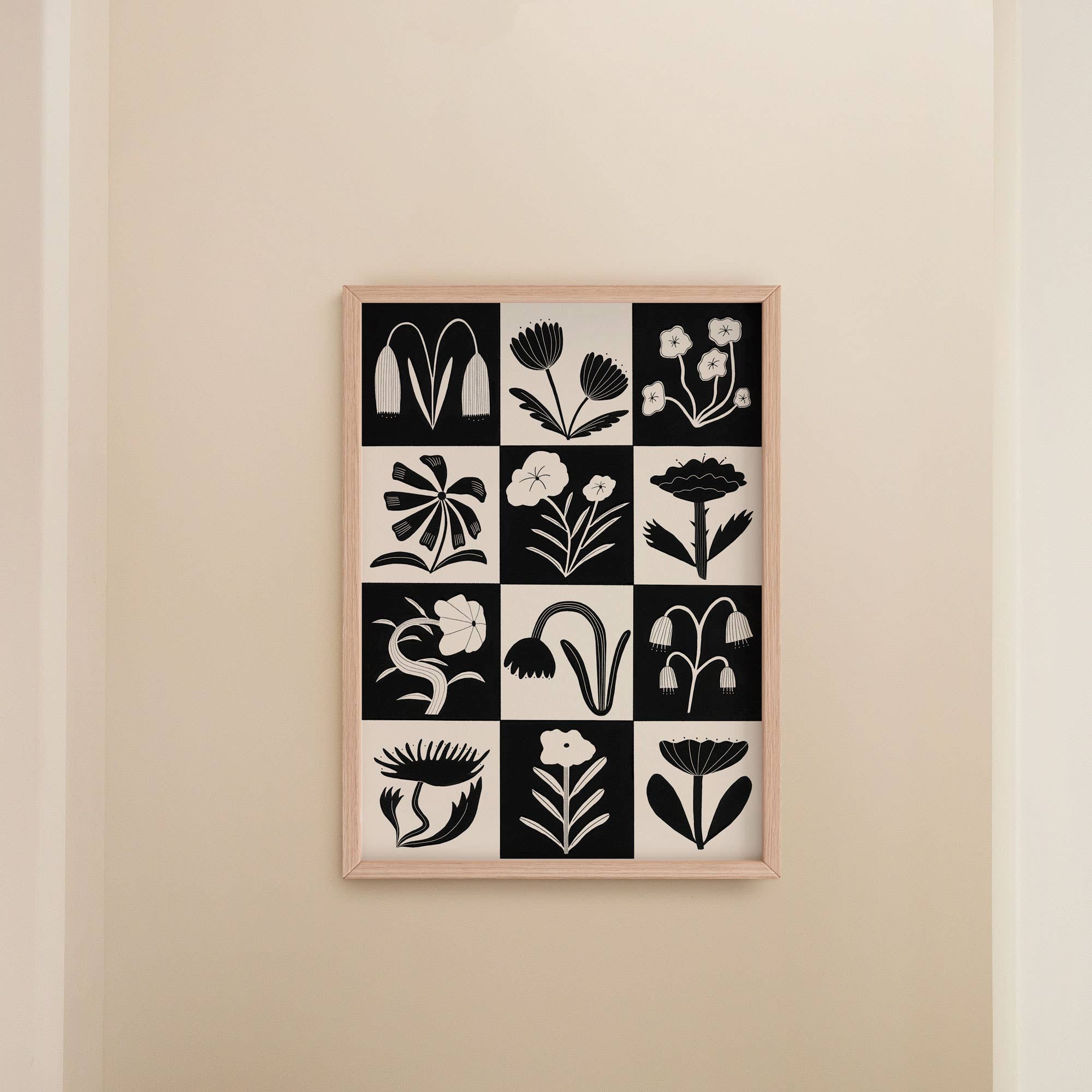 Black And White Flowers Art Print | Monochrome | Floral Art: A3