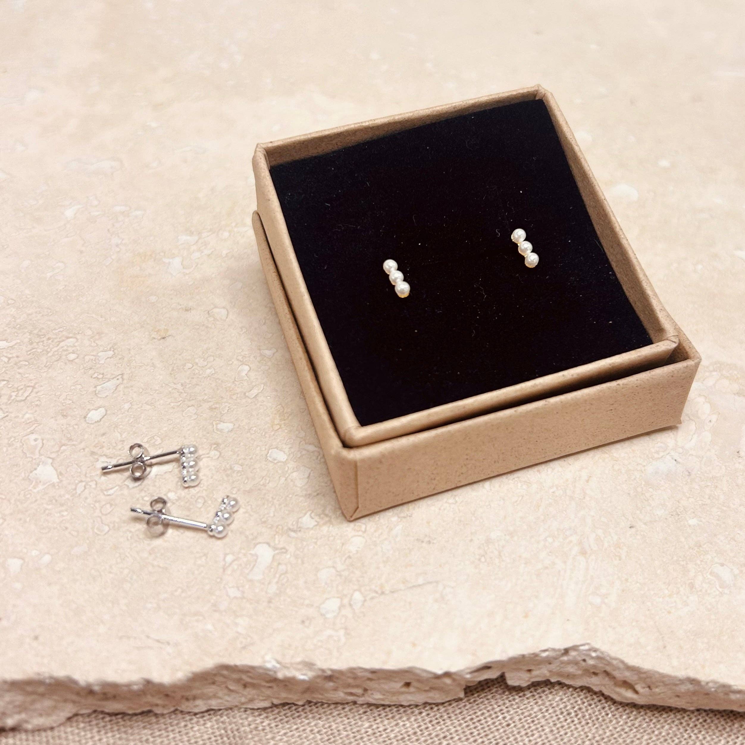 Pearl Trio Studs: Gold