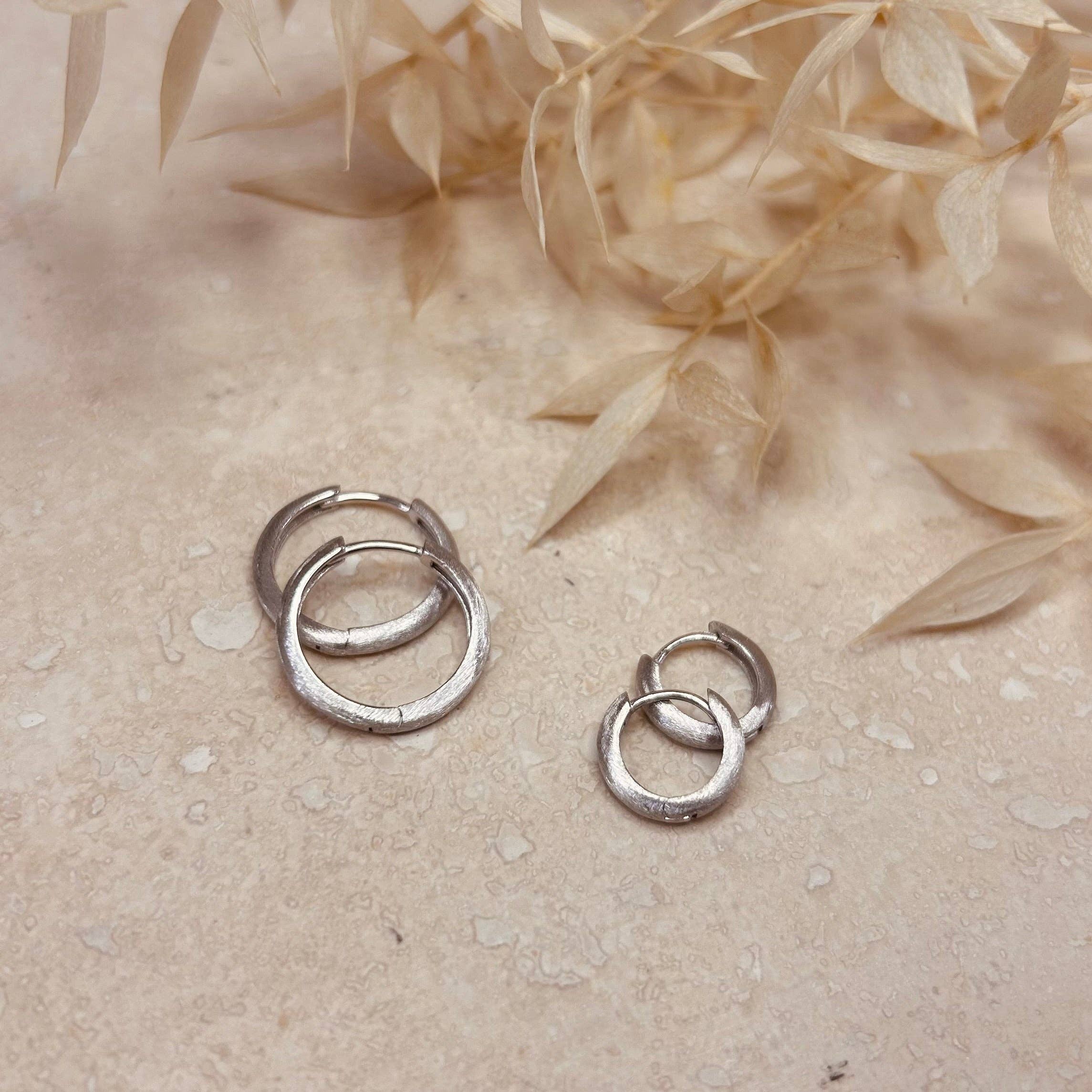 Brushed Silver Minimal Hoops: 9mm