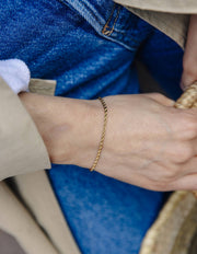 Gold 2mm Rope Twist Bracelet, Waterproof