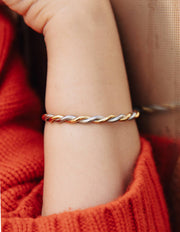 Silver Twist Cuff Bangle, Waterproof