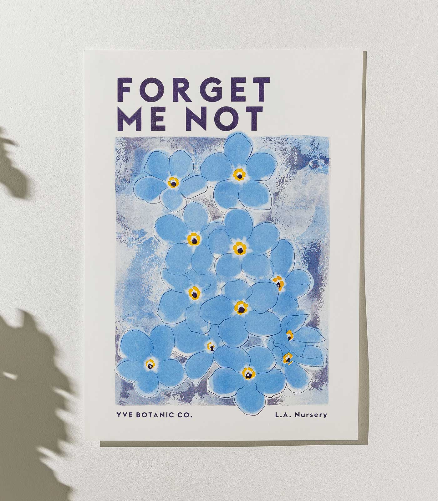 Forget Me Not Flower Botanical Risograph Print: A3 29.7 x 42 cm