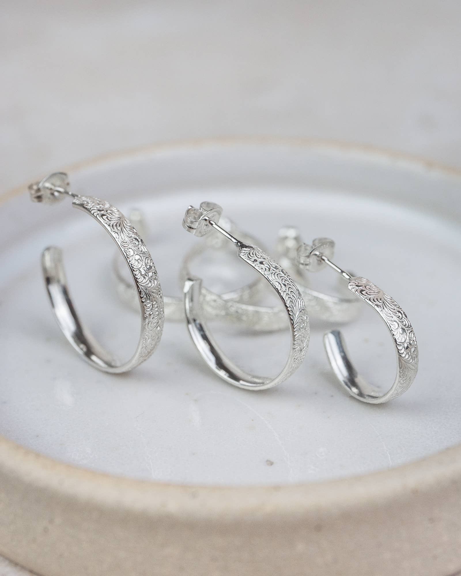 Sterling Silver Large Lace Hoops