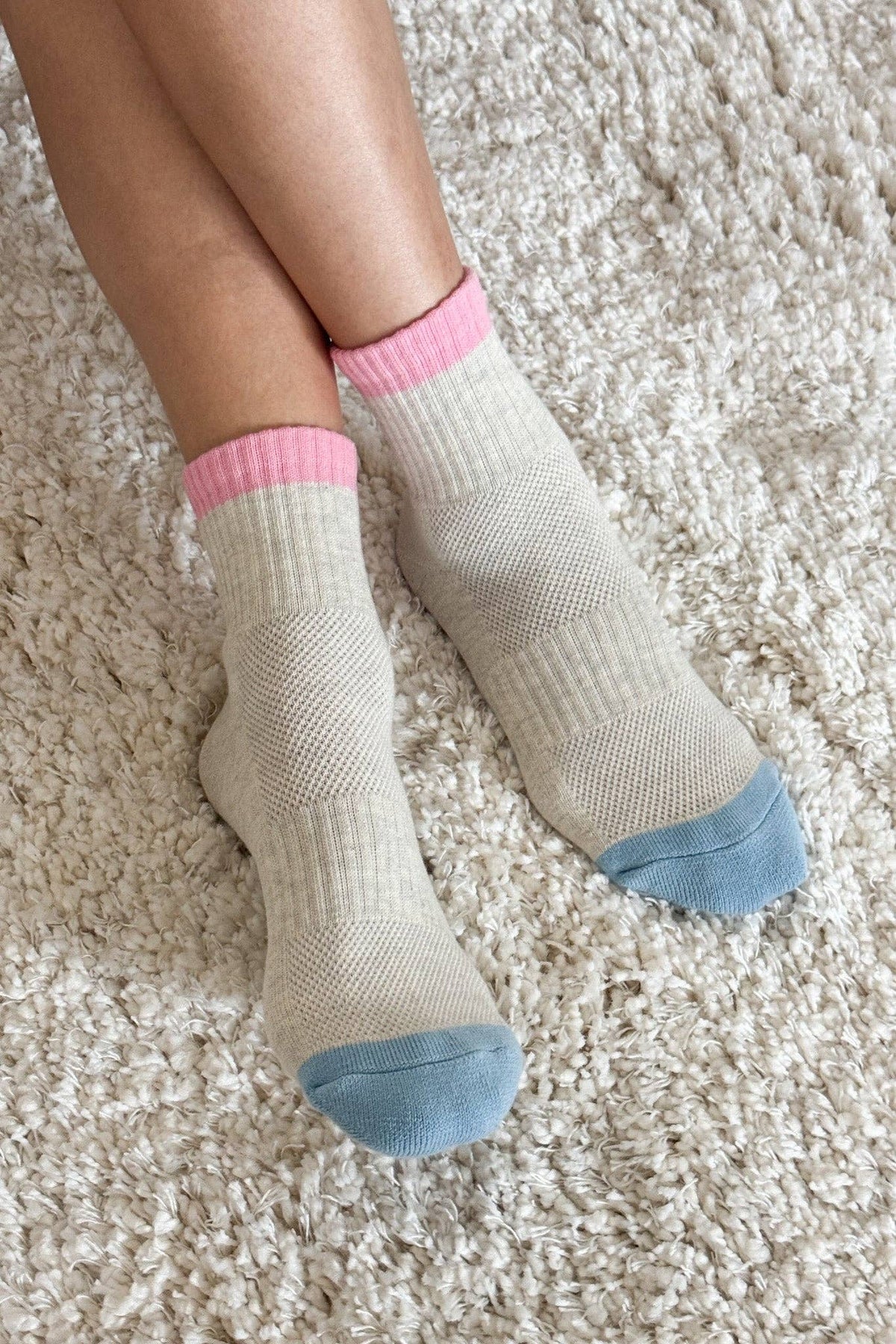 Color Block Girlfriend Socks : Yellow Blue