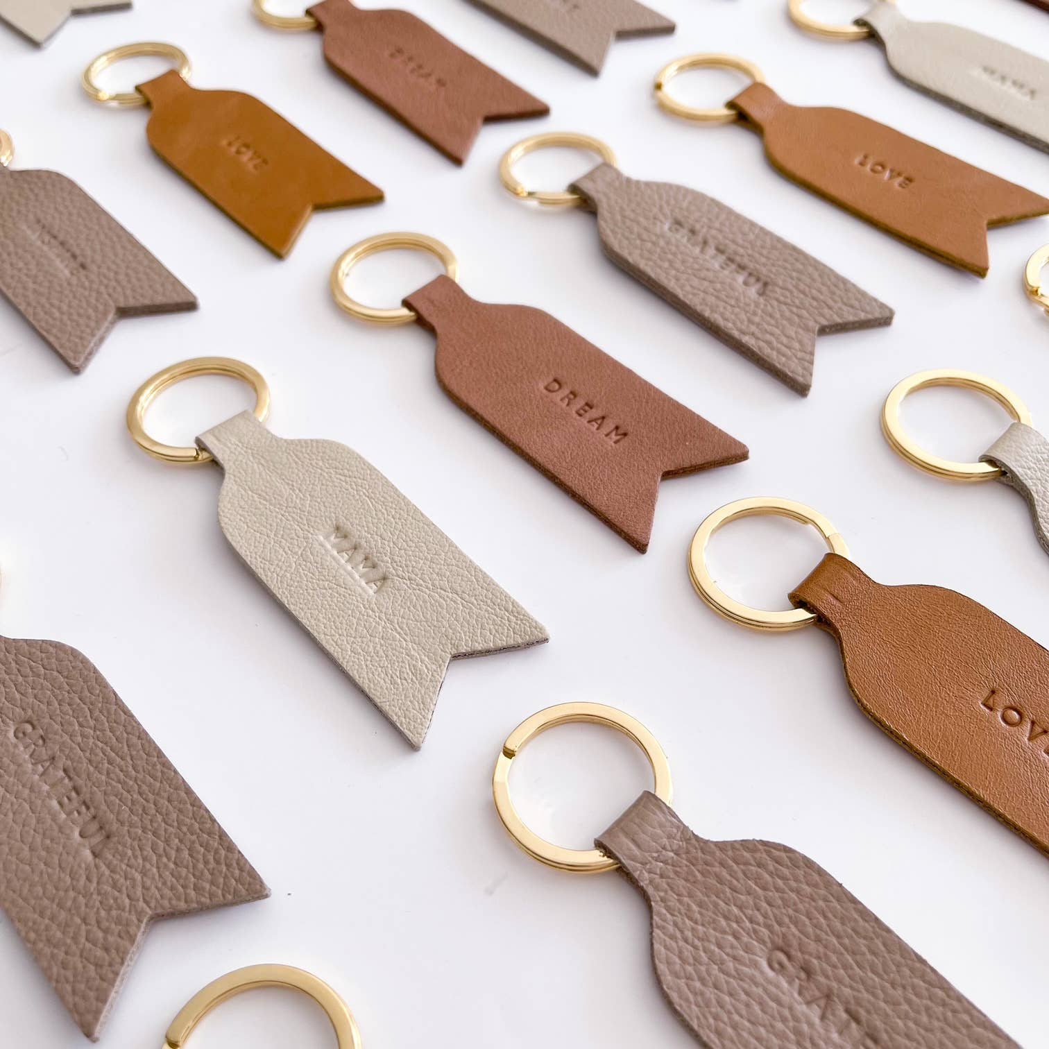 DADDY COOL leather keyring : Beige