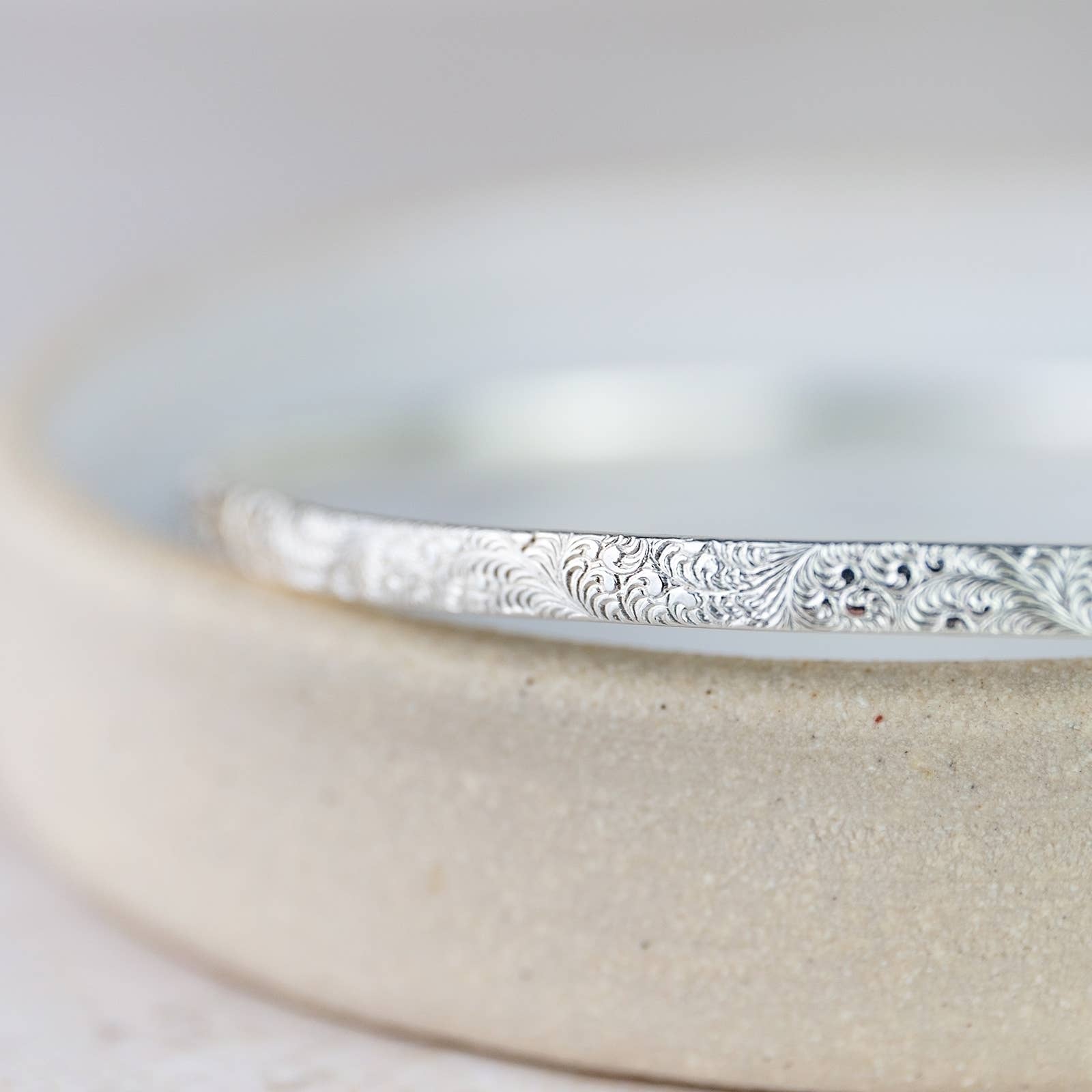 Sterling Silver Lace Bangle: 6.5cm