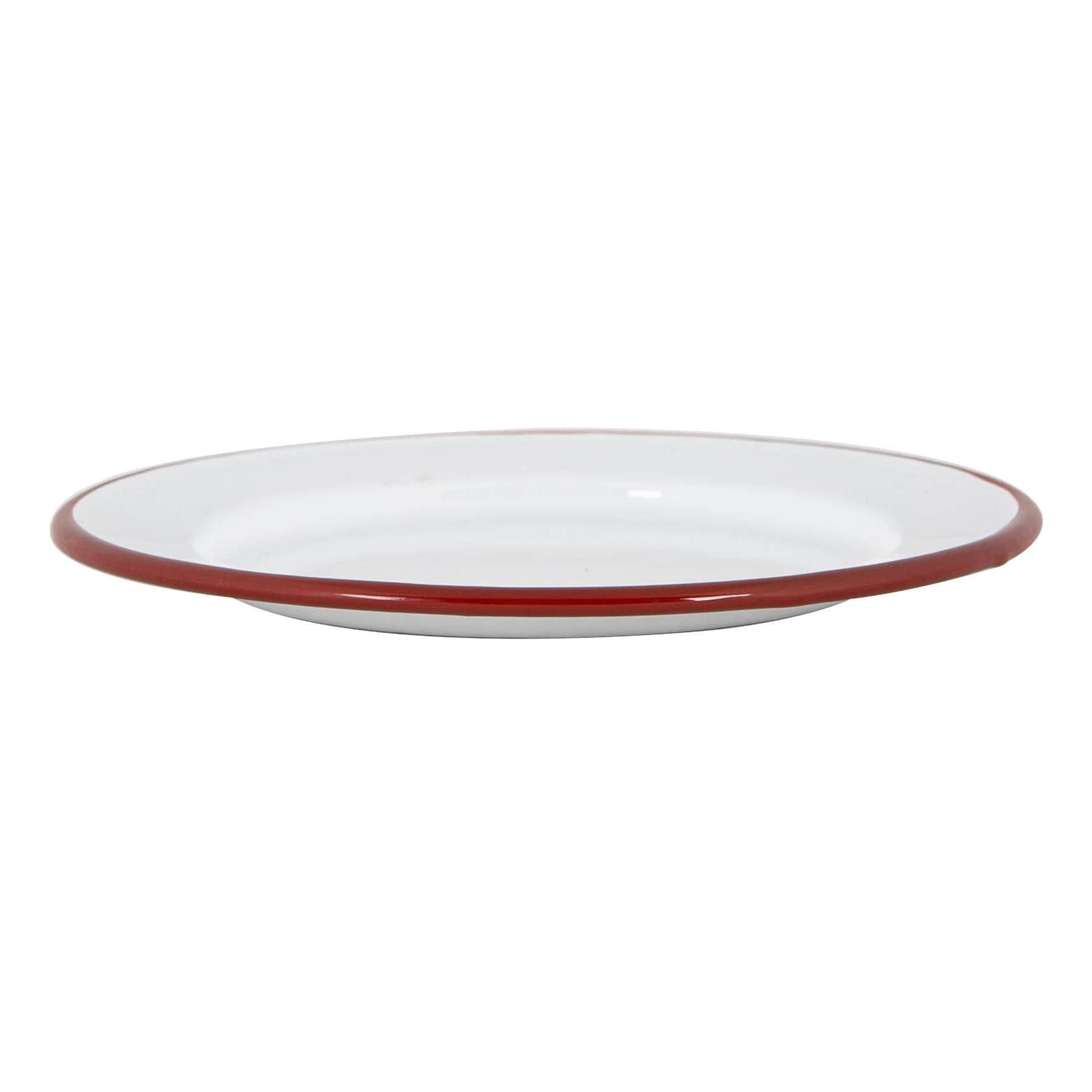 Argon Tableware White Enamel Side Plate - 20cm - Red