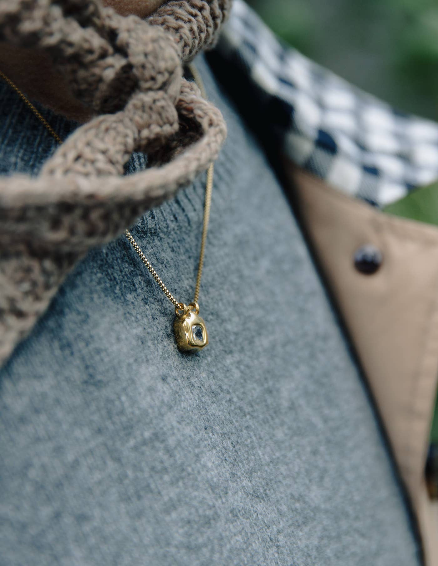 Gold Fluid Pendant Necklace, Waterproof