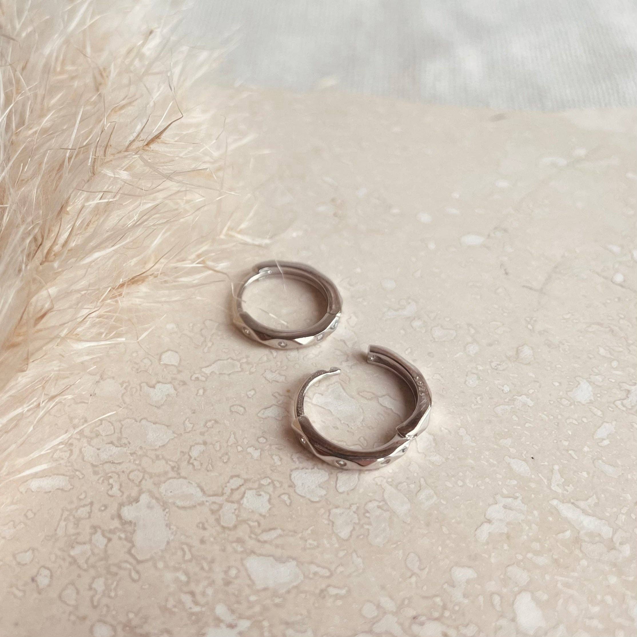 Silver Marquise Huggie Hoops: Pair