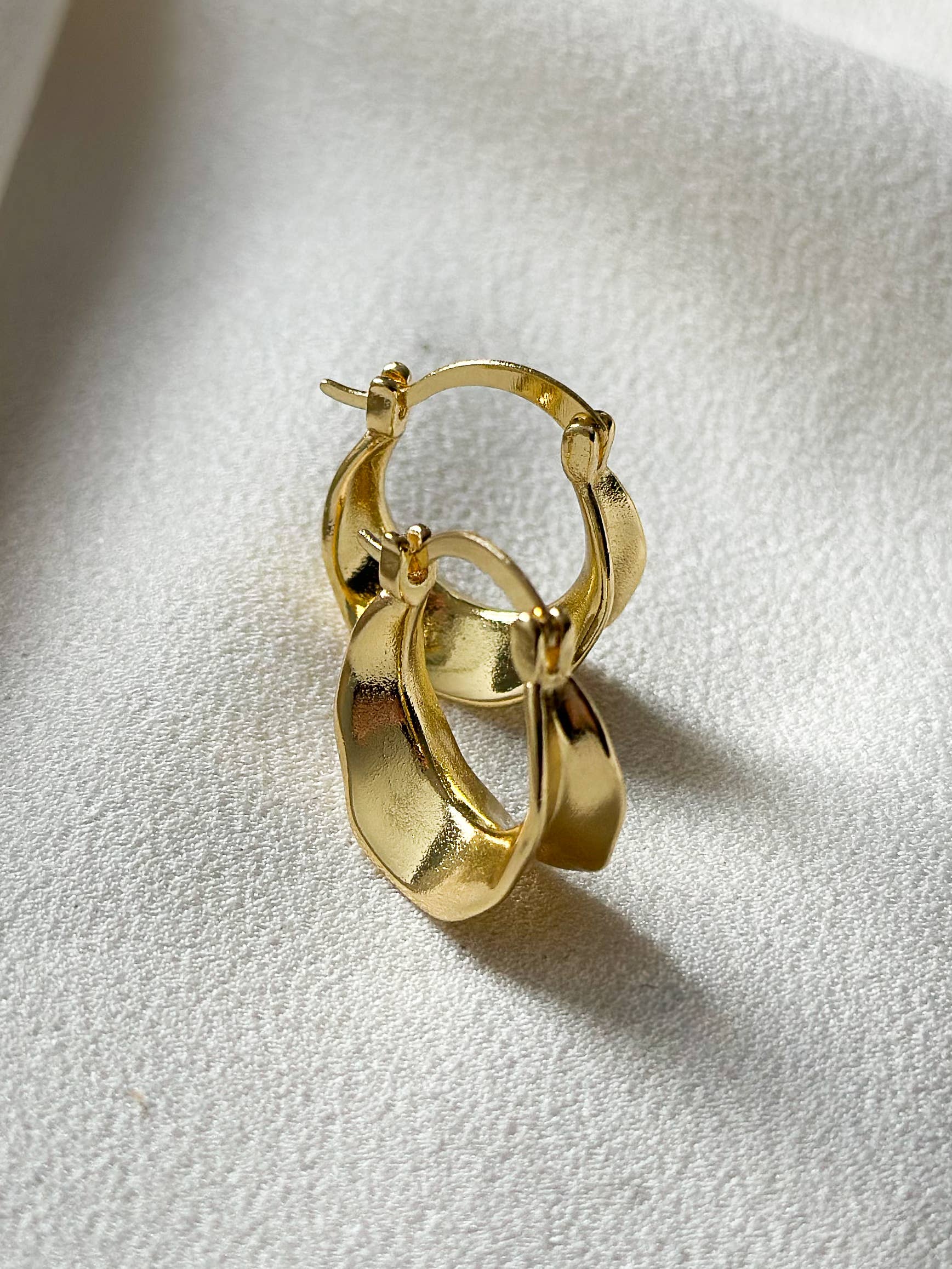 18k Gold Plated Folded Hoop Earrings