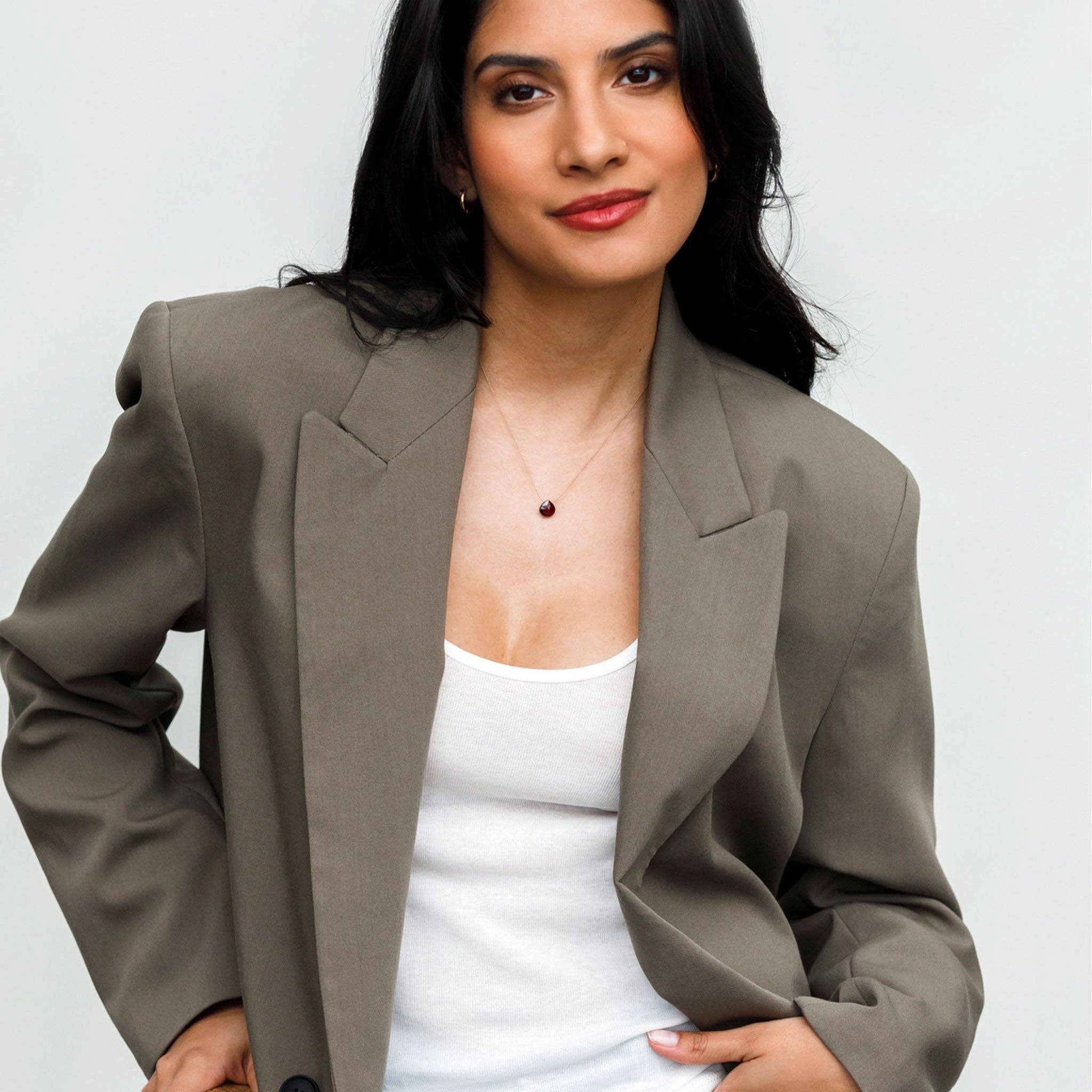 January Garnet Fine Cord Birthstone Necklace