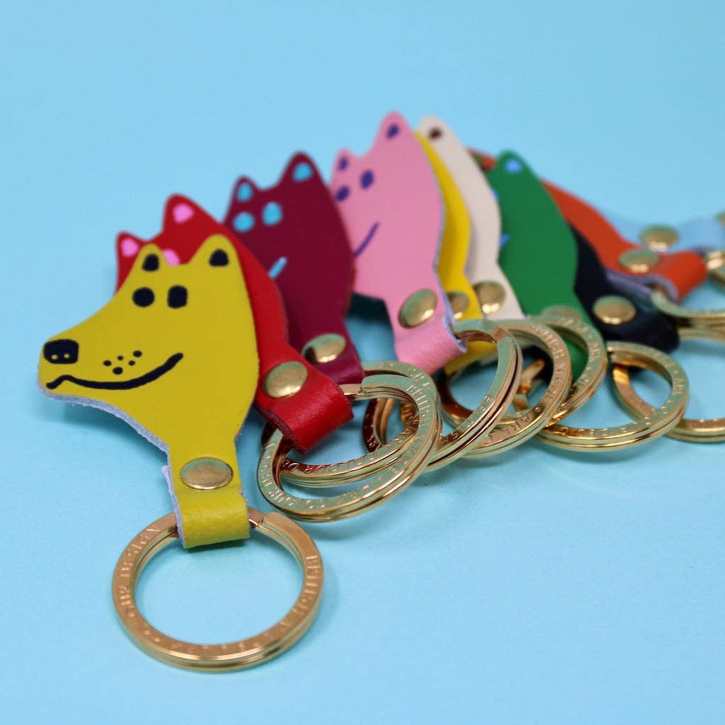 Dog Head Key Fob: Cream
