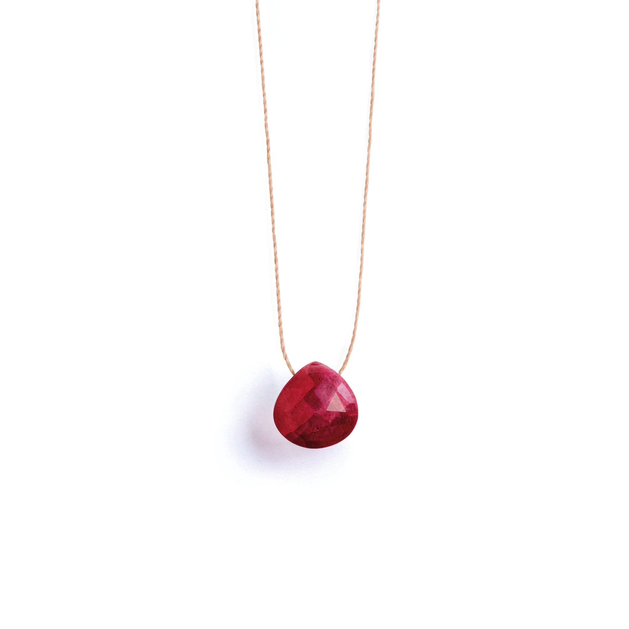 July Ruby Fine Cord Birthstone Necklace