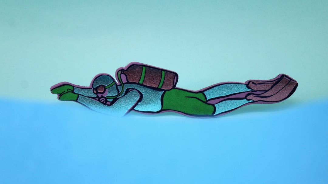 Scuba Diver Bookmark: Apple