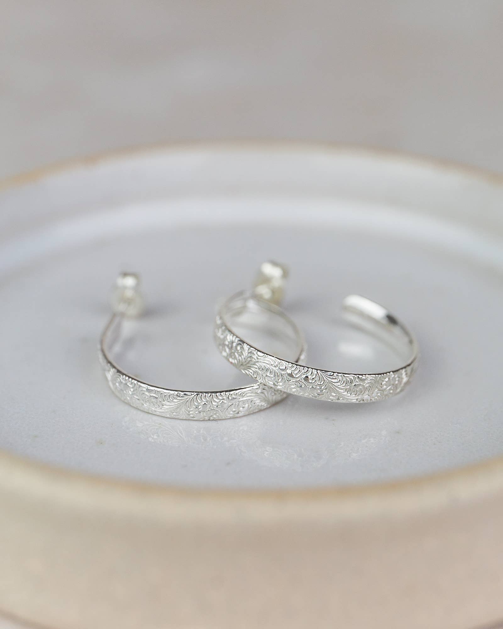 Sterling Silver Large Lace Hoops