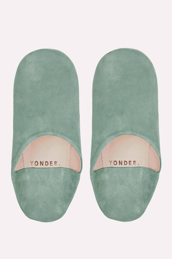Suede Babouche Slippers | Sage: Medium