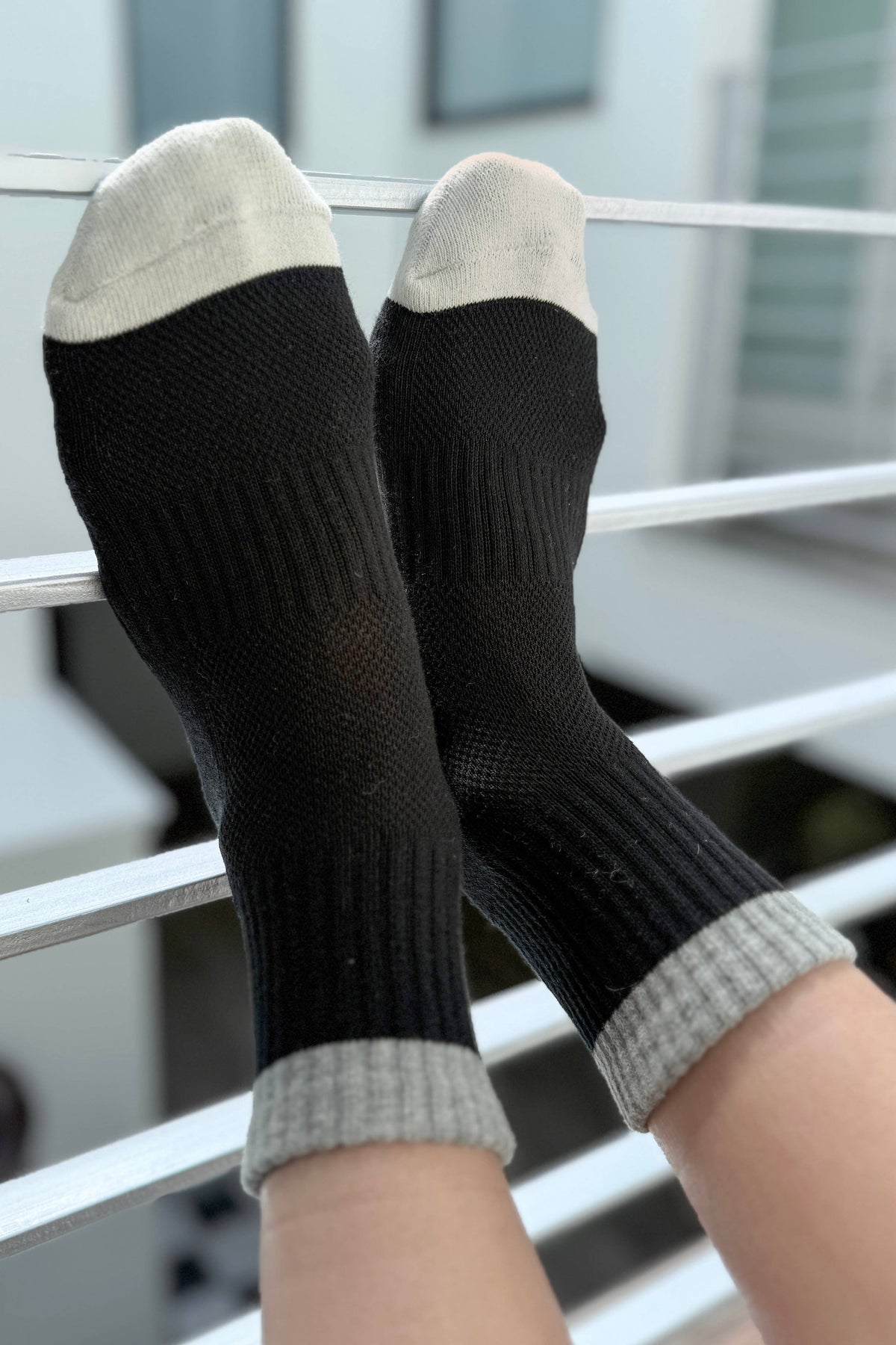 Color Block Girlfriend Socks : Yellow Blue