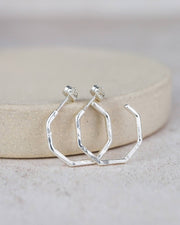 Sterling Silver Octagon Hoops - Everyday