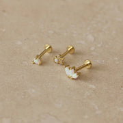 Gold Opal Labret Single Stud: Jewelled Opal