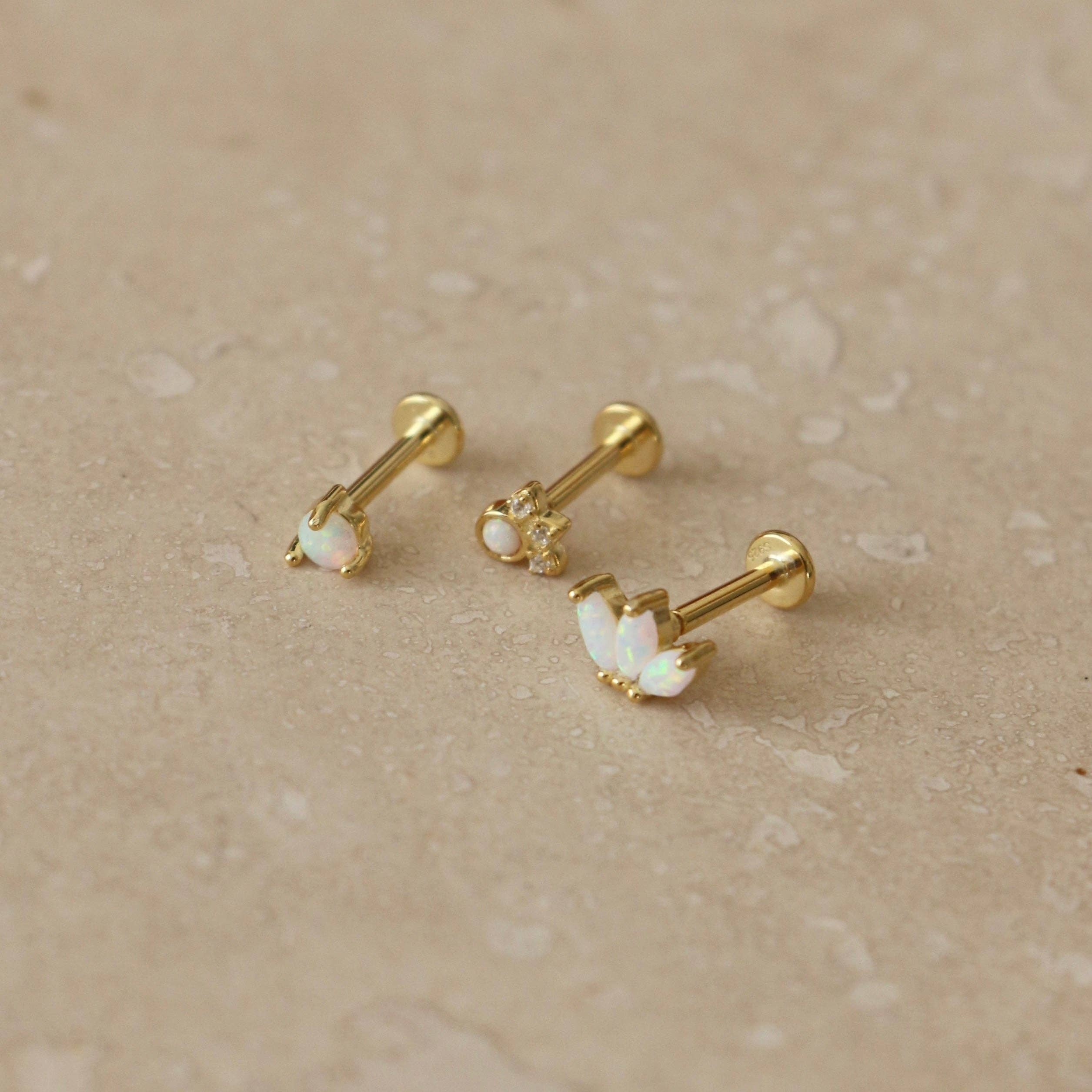 Gold Opal Labret Single Stud: Jewelled Opal