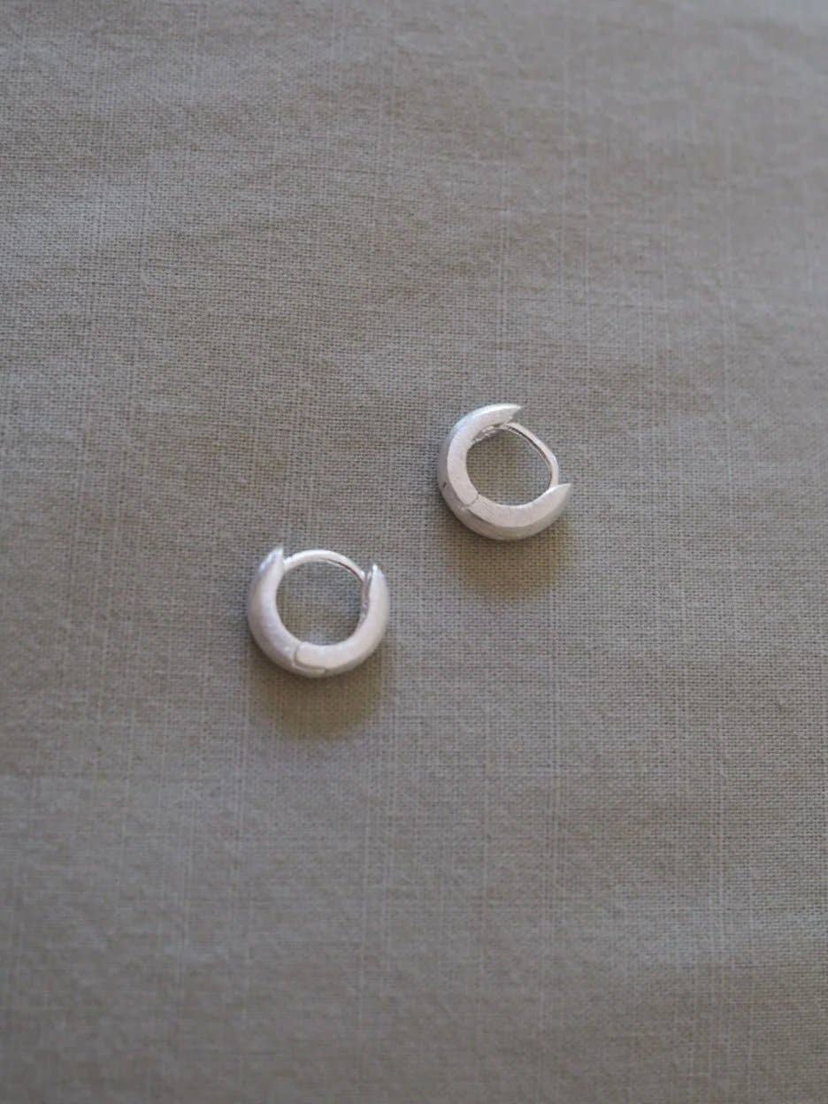 Ida Mini Brushed Silver Huggie Hoop Earrings